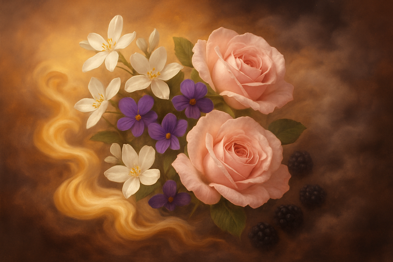 The heart blooms with delicate jasmine, rose, and violet, creating a soft, floral allure. At its base, the warmth of vanilla, blackberry, and musk adds depth and sensuality, leaving a lasting, comforting trail.