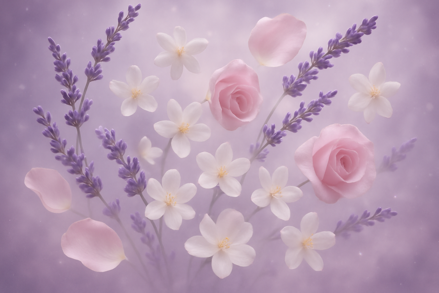 As it evolves, the heart reveals a delicate blend of lavender, jasmine, and rose, offering a floral embrace that is both calming and elegant.