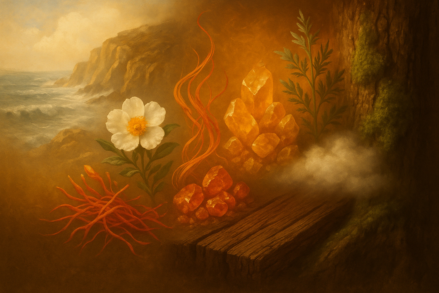 It begins with the salty breeze of rugged ciste, sails through exotic davana, benzoin and saffron and anchors with the enduring blend of wood, musk and moss.