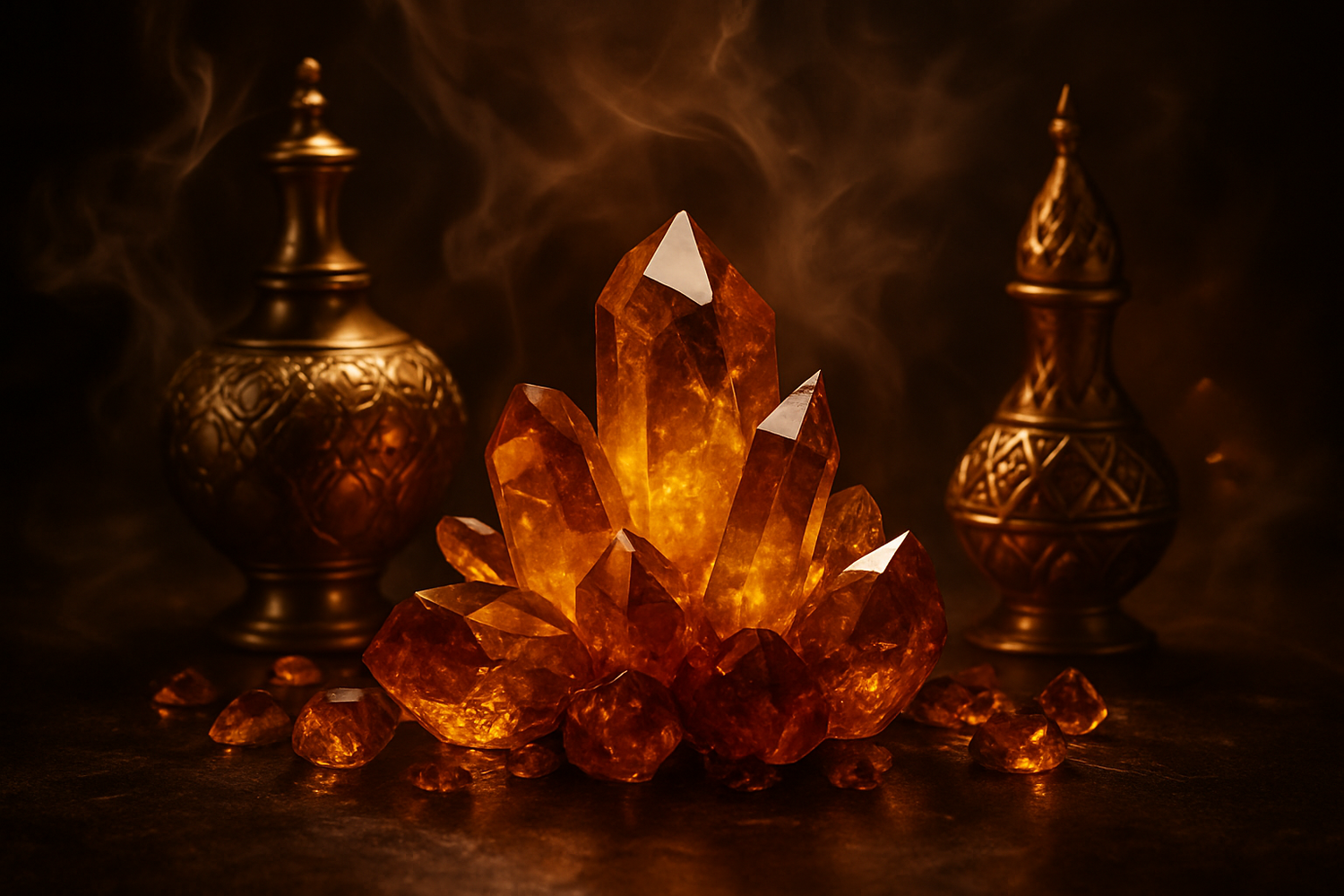 It settles into a lasting base of musky warmth and golden amber, evoking mystery and refined strength.