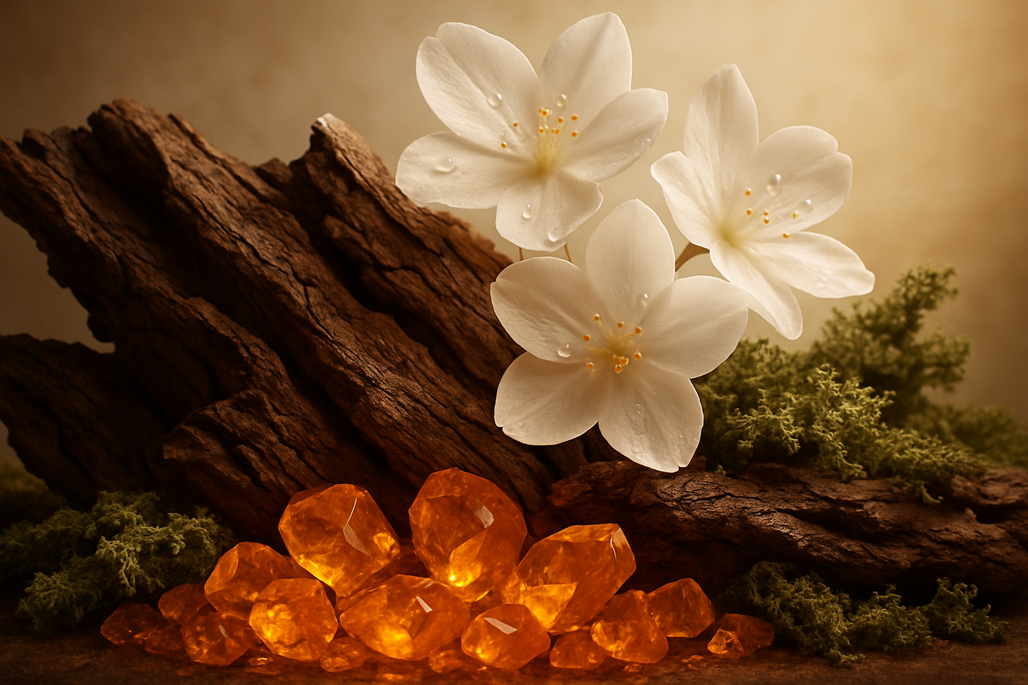 The base is a warm, grounded mix of amber, earthy woods, and oak moss, offering a sophisticated, lasting finish. This fragrance is a perfect balance of fresh, floral, and woody elements, evoking both clarity and warmth.