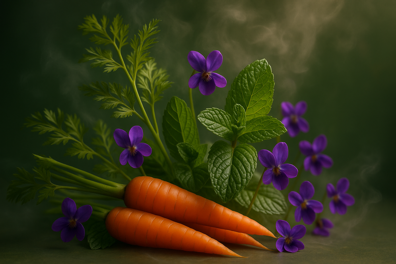  The heart introduces a unique blend of carrot, peppermint, and violet, adding a crisp green twist and subtle floral depth.