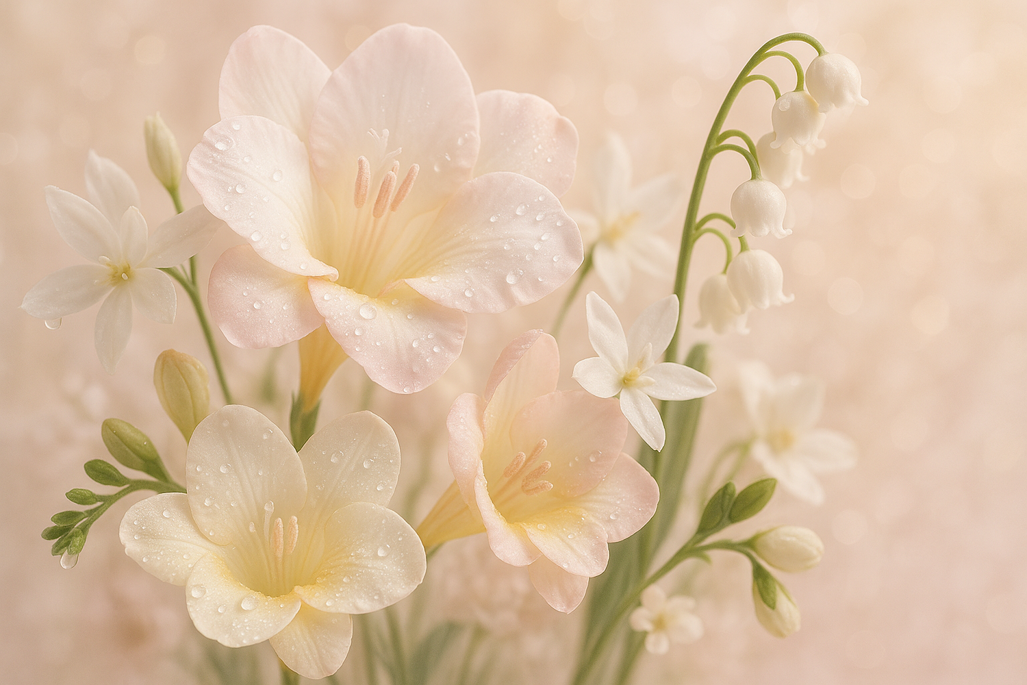 The heart blooms with the delicate floral notes of freesia, jasmine, and lily of the valley, adding a soft, feminine touch.