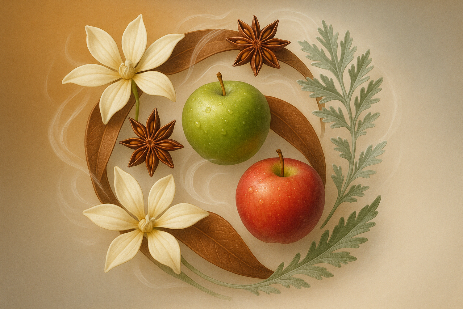  The heart is a complex blend of ylang-ylang, anise, crisp apple, rich leather, and aromatic artemisia, offering a balance of floral, spicy, and slightly fruity layers. 