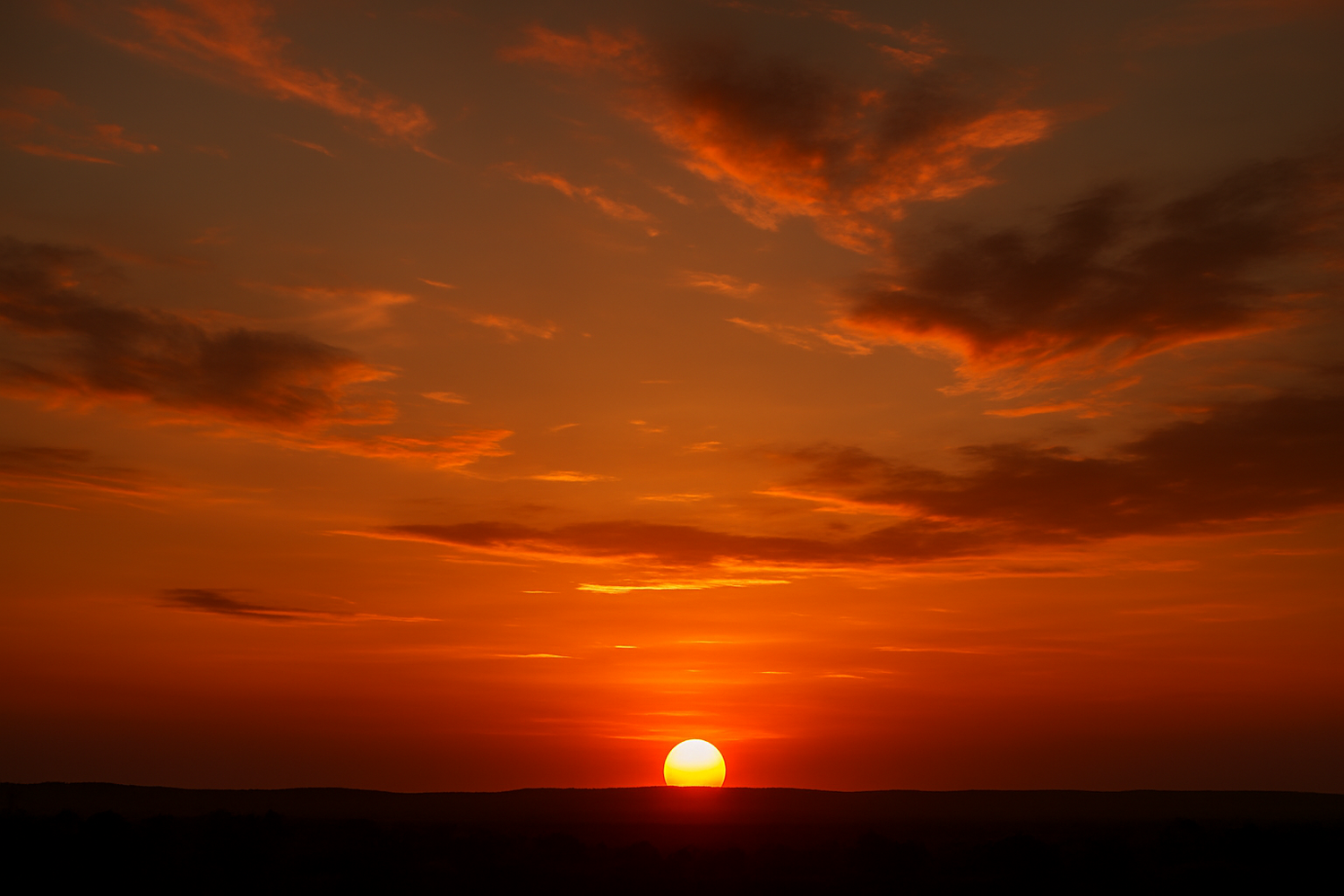 The setting sun turns the sky amber as you feel more and more captivated while you watch the sun dip below the horizon.