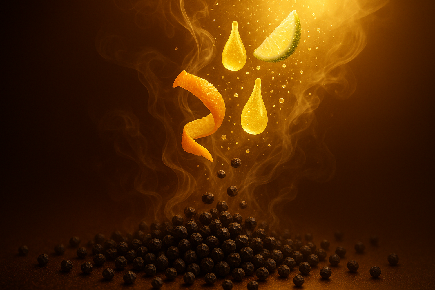 The top note of spicy, obscure black pepper gives way to sparkling hints of citrus.